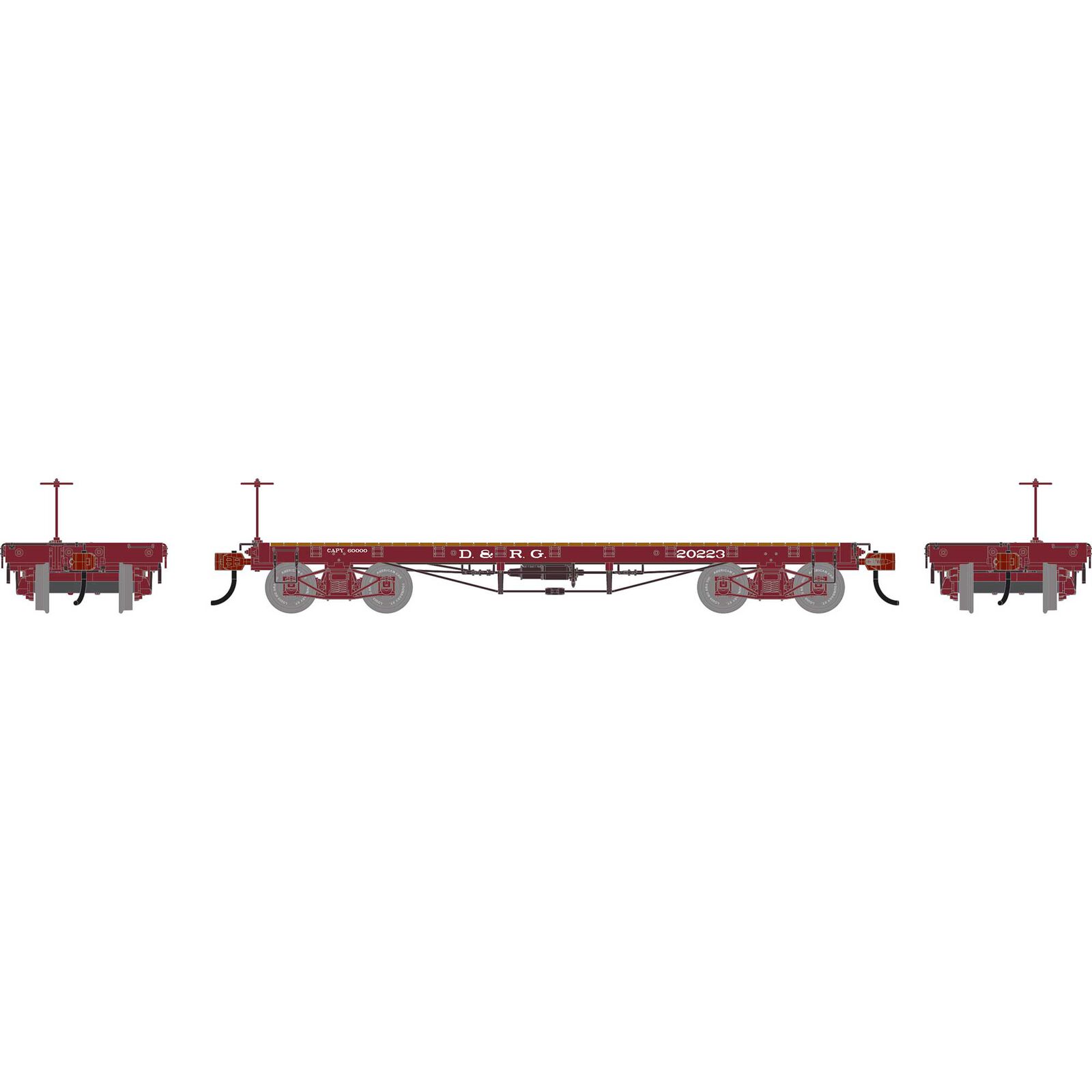 HO ATH 36' Flat Car, DRGW #6233