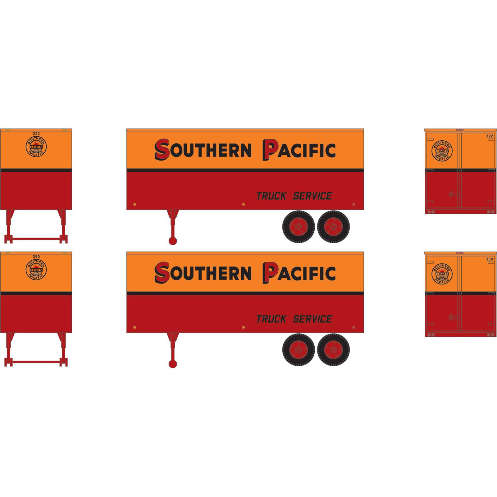 HO 25' Trailers, SP #322, #350 (2)