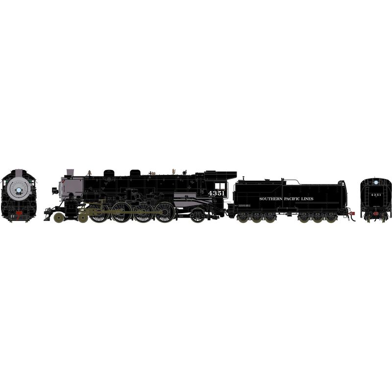 HO GEN 4-8-2 MT-4 Locomotive, Early Black SP #4351
