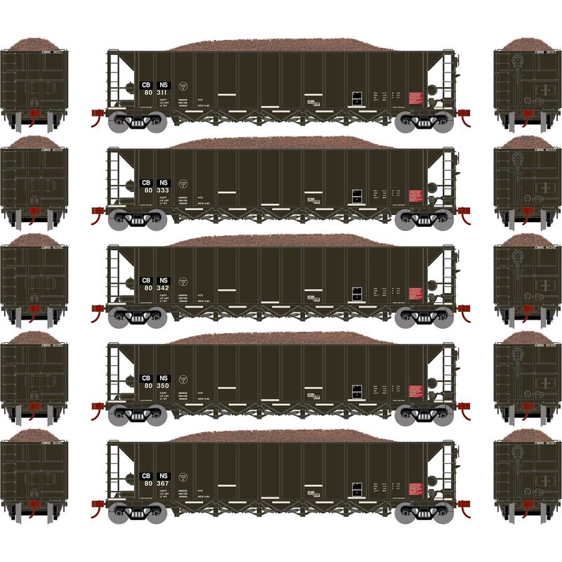 HO RTR 5-Bay Rapid Discharge Hopper CBNS (5)