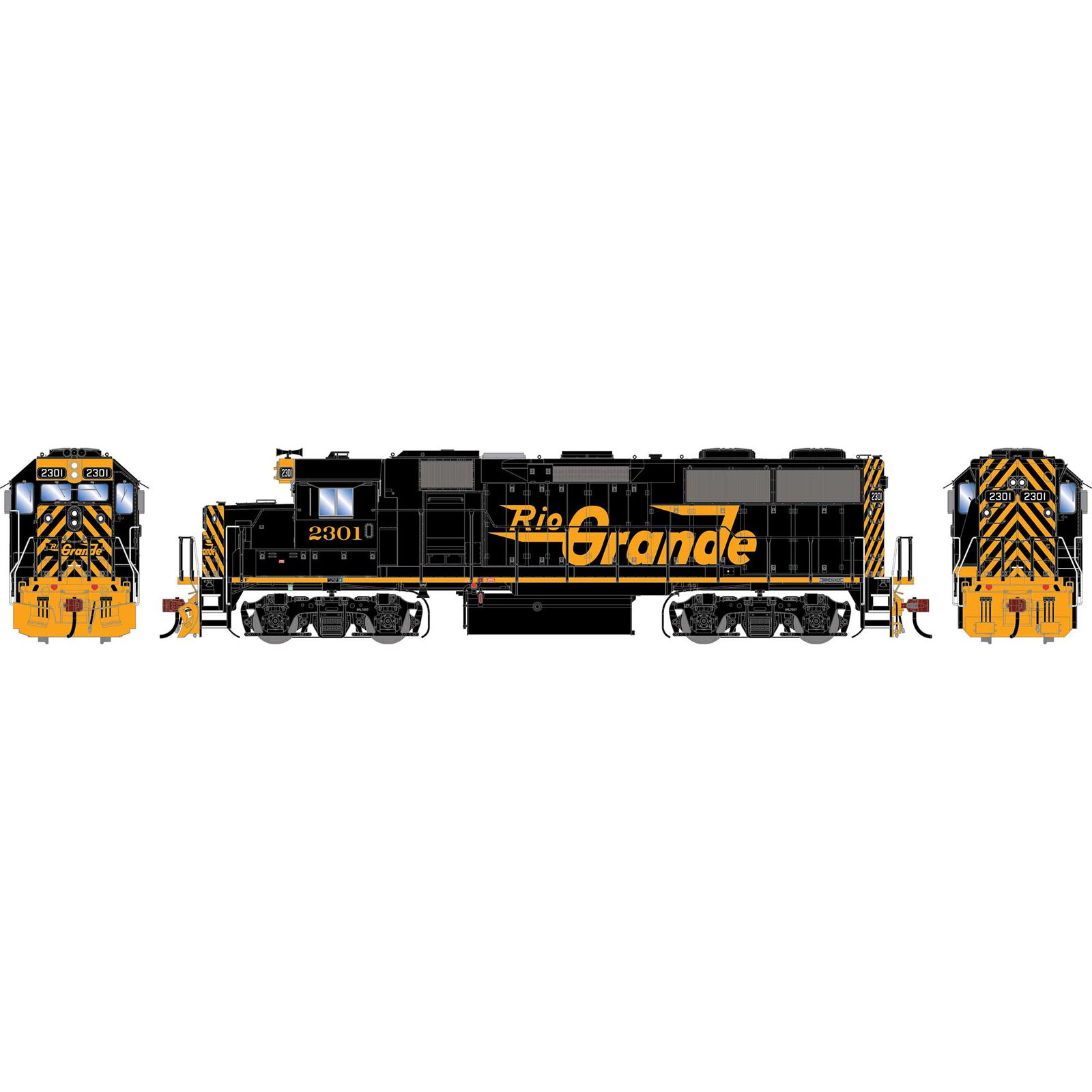 HO GEN GP39-2 PH III Locomotive, Legendary Liveries DRGW #2301
