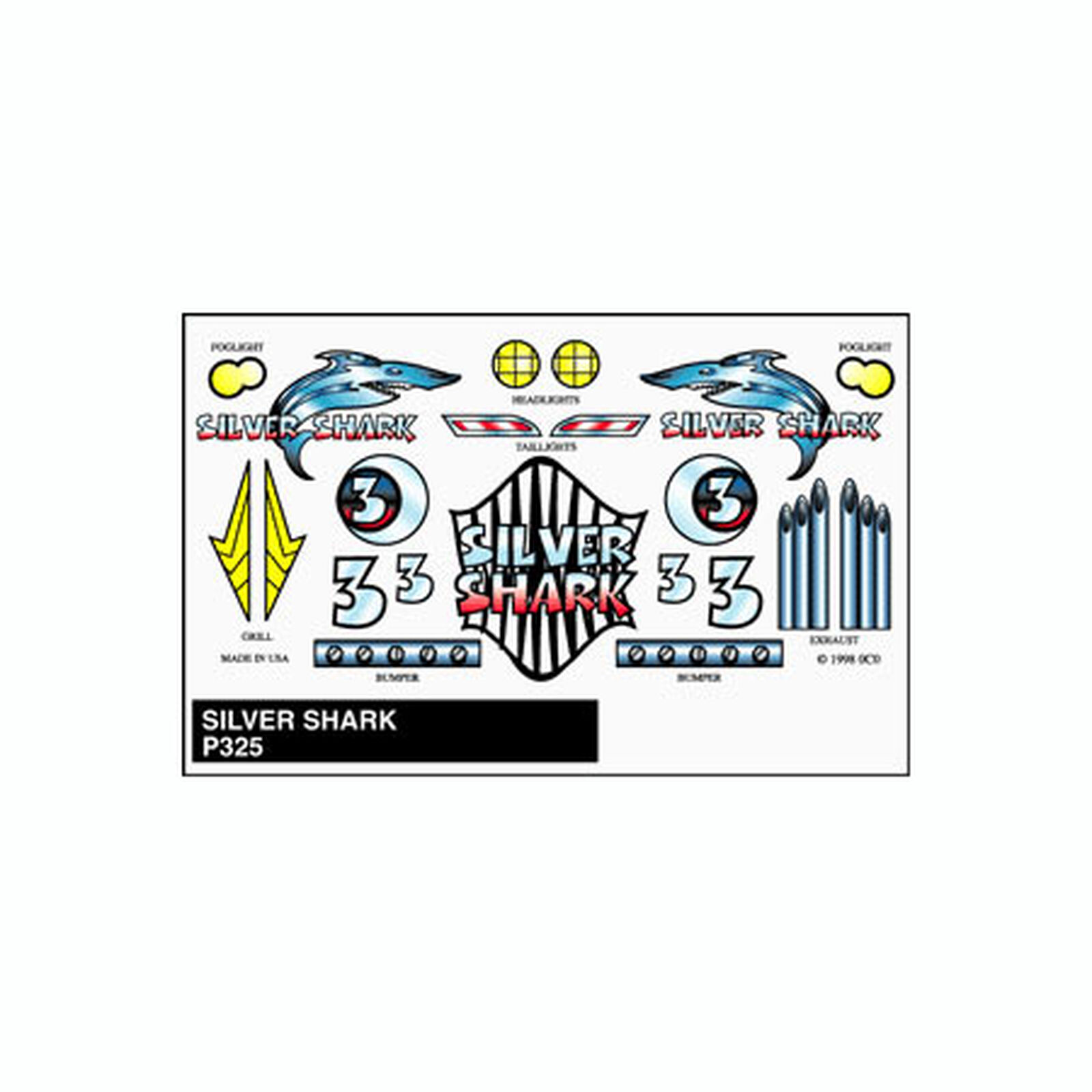 Stick-On Decals, Silver Shark