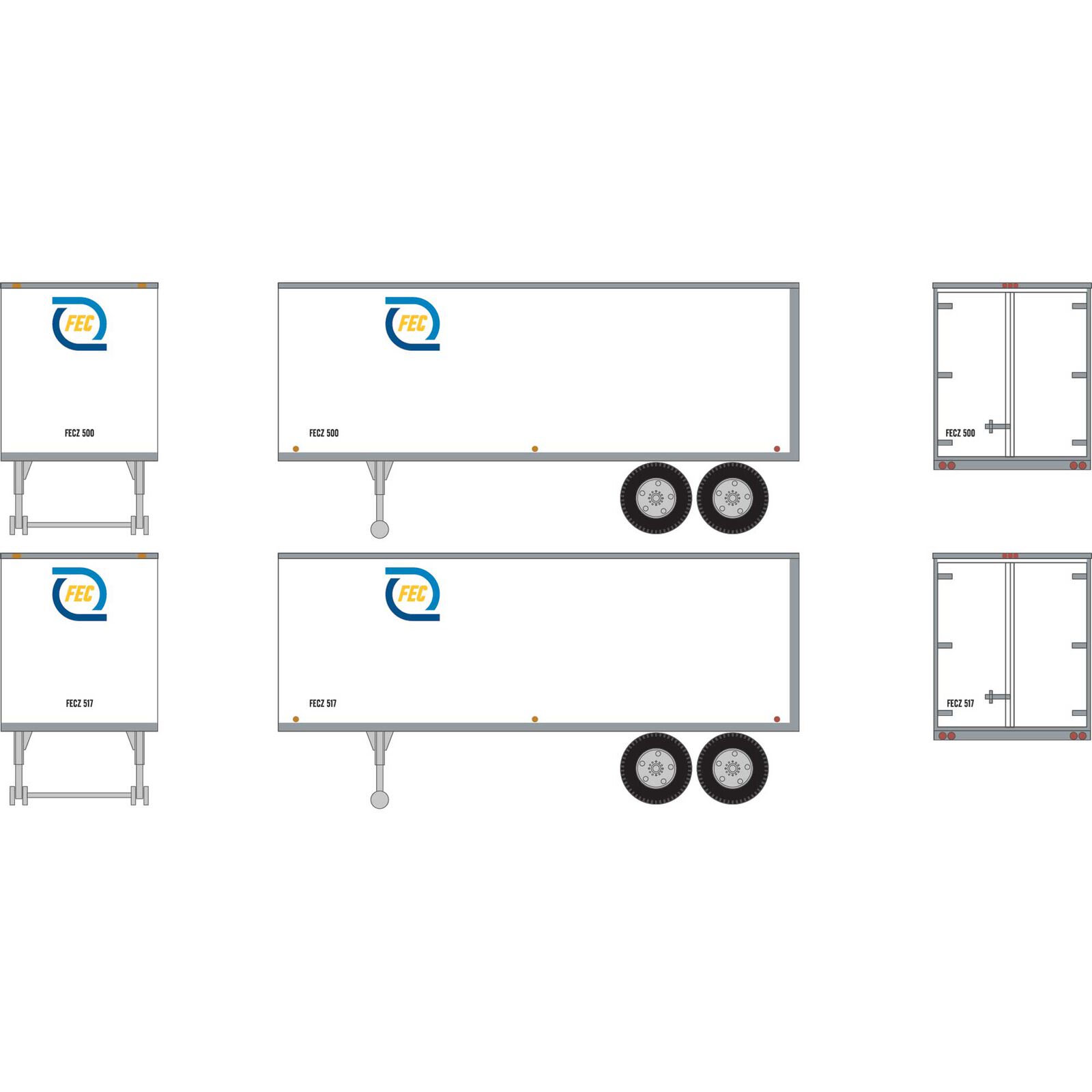 HO 25' Trailers, FEC #500, #517 (2)