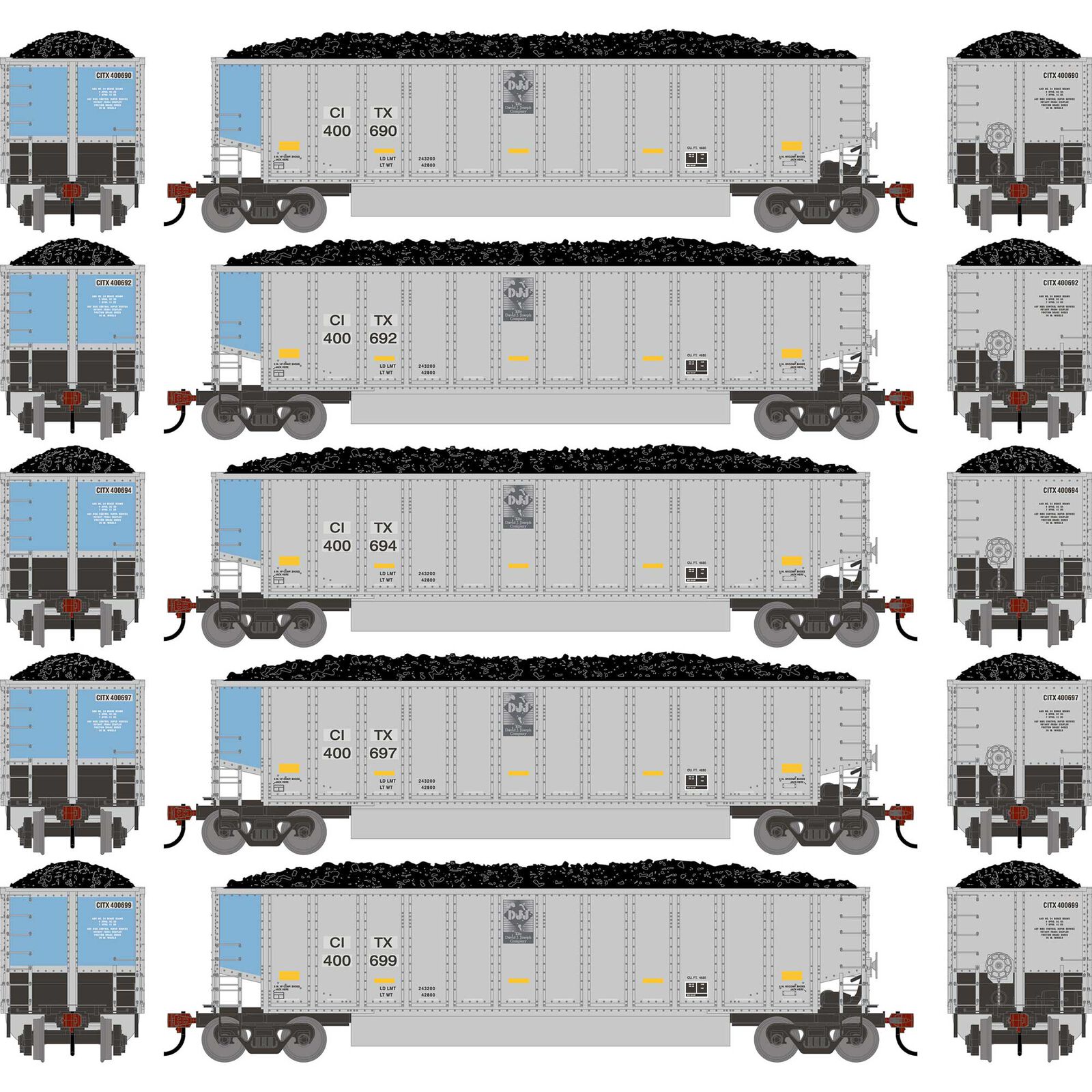 HO ATH Bethgon Coalporter w/Coal Load, Primed For Grime CITX #400690/400692/400694/400697/400699 (5)