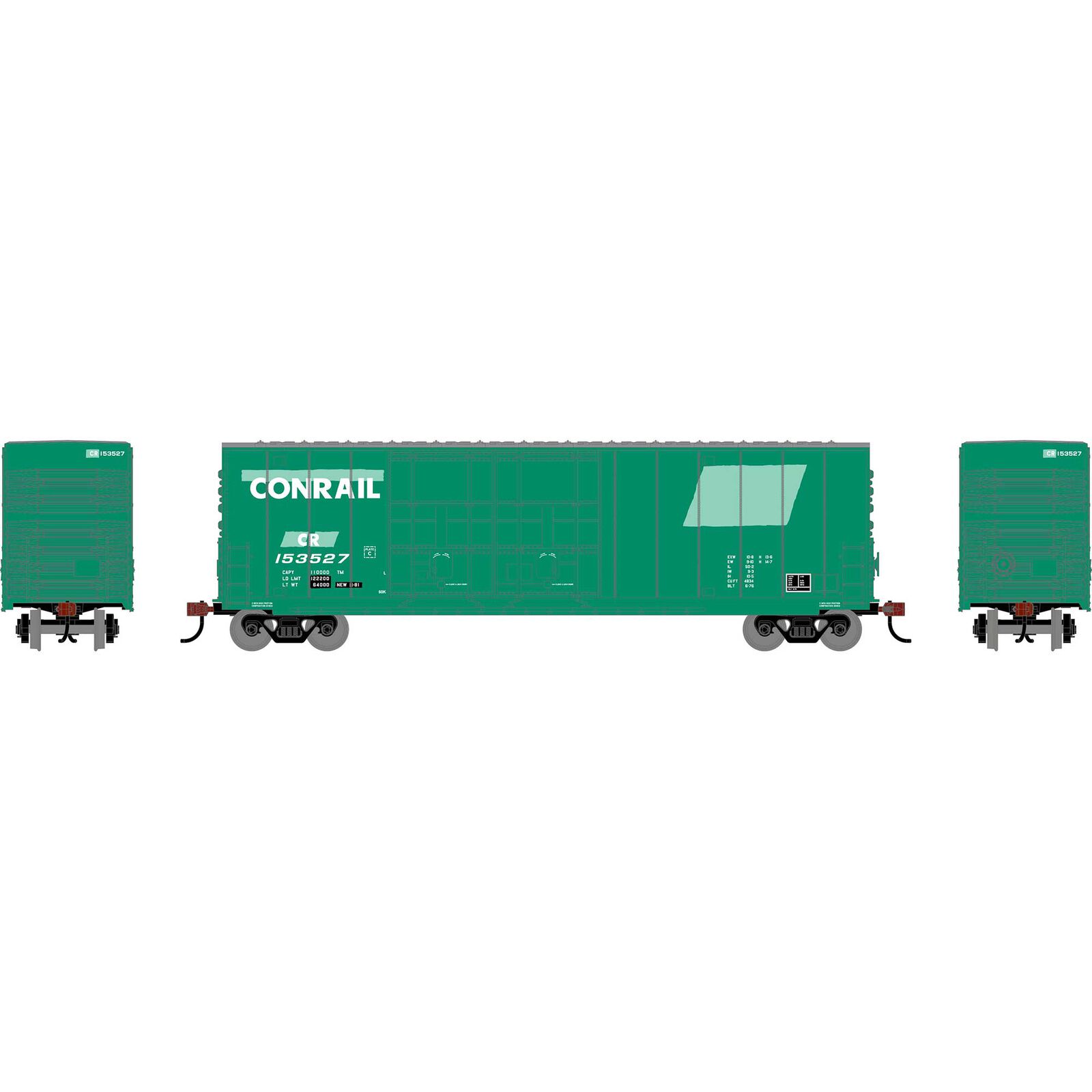 HO RND 50' High-Cube Smooth Side Box Car, CR #153527