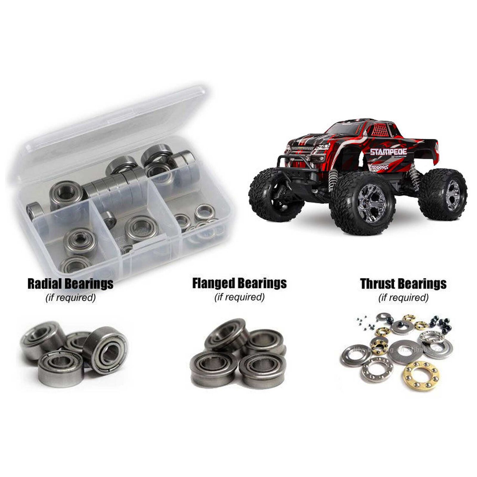 Metal Shielded Bearing Kit, 1/10 Traxxas Stampede BL-2S