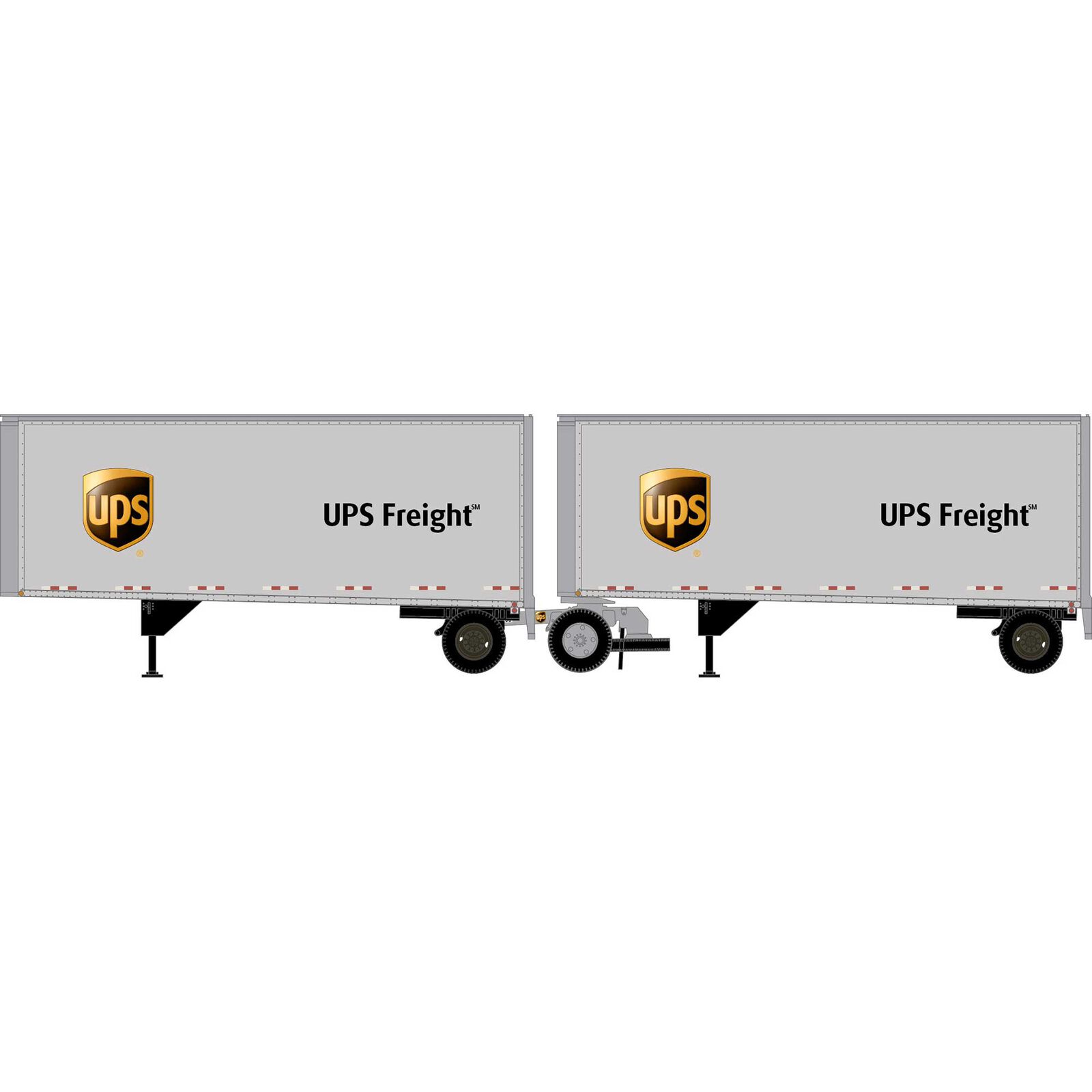HO ATH 28' Wedge Trailers Smooth Side (2) w/Dolly, UPS- Trailers: #286129/286131; Dolly: #5735