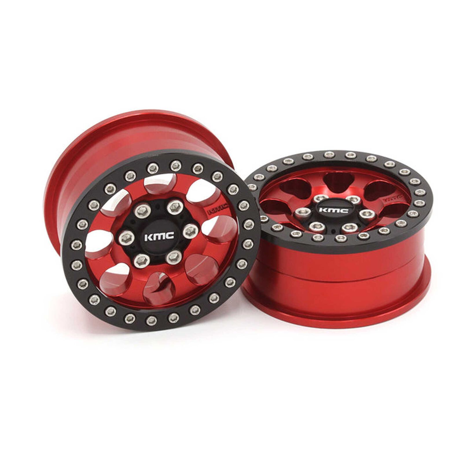 1/10 KMC KM237 Riot Beadlock Front/Rear 1.9 Rock Crawler Wheels, Red