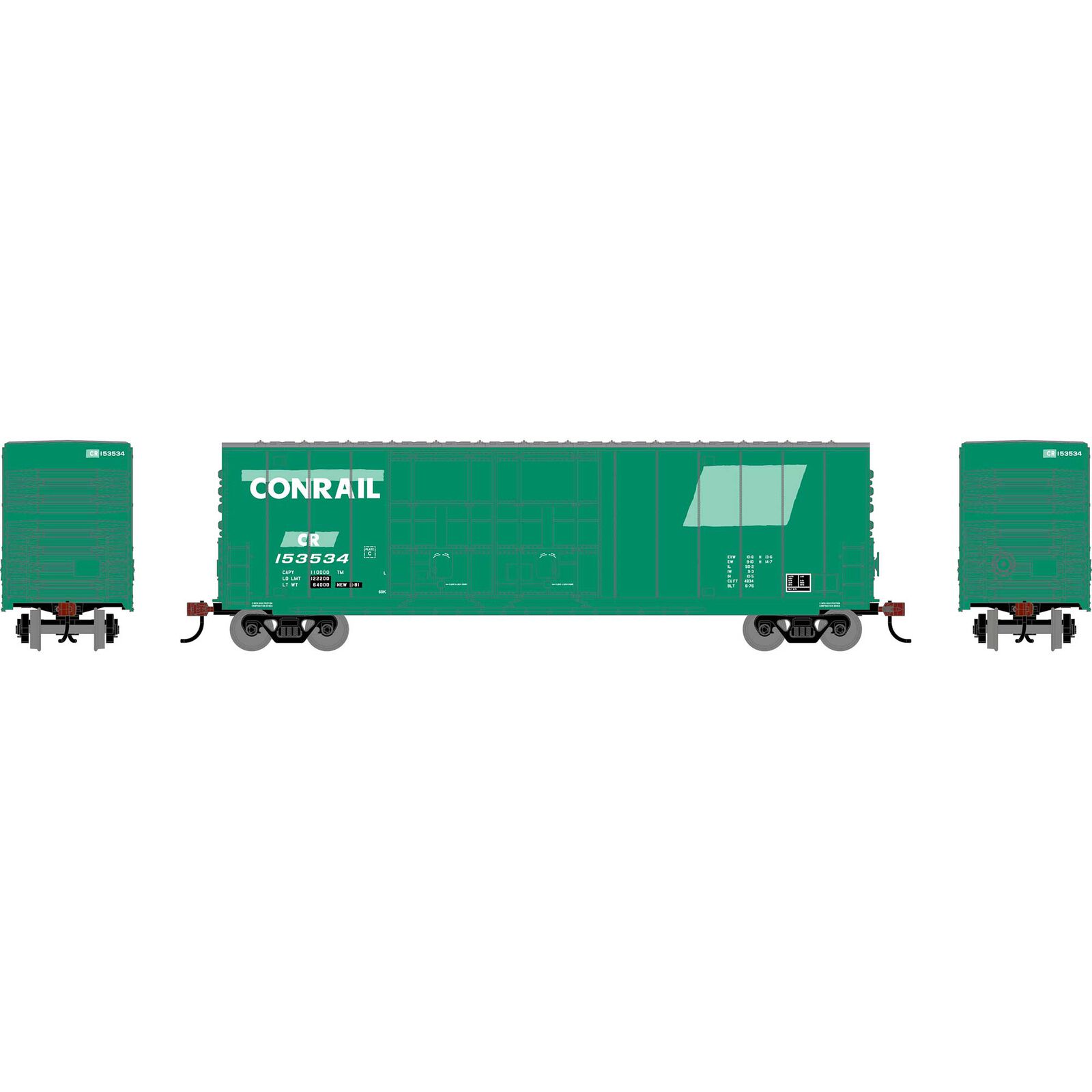 HO RND 50' High-Cube Smooth Side Box Car, CR #153534