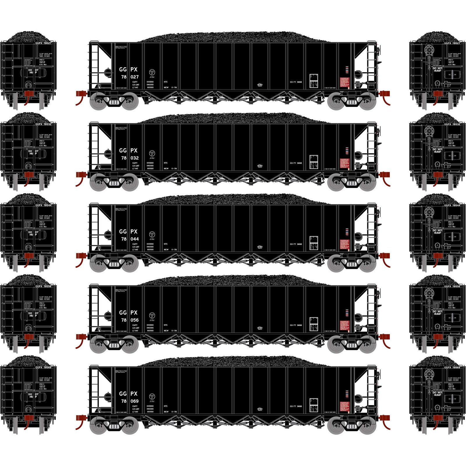 HO RTR 5-Bay Rapid Discharge Hopper, GGPX #1 (5)