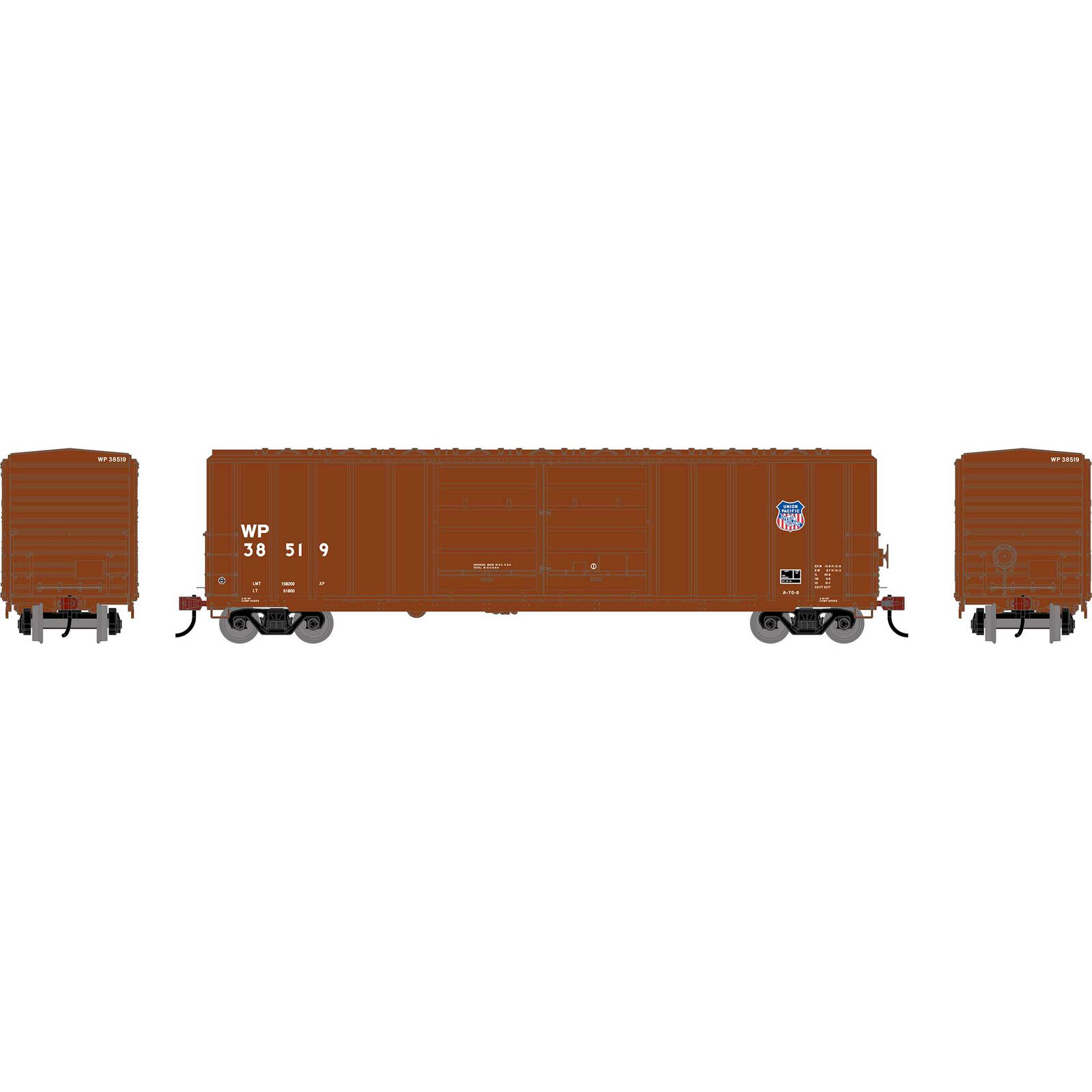 HO ATH 50' FMC 5077 Centered Double Door Box Car, WP #38519