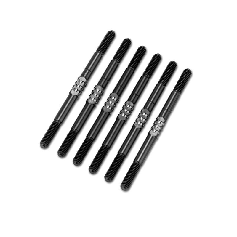 XRAY XB2 2024 3.5 x 55mm Fin Titanium Turnbuckle Set, Stealth Black (6)