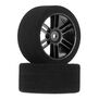 1/10 30mm Nitro Touring Foam Tires, Mounted, 35 Rear, Black Wheels (2)
