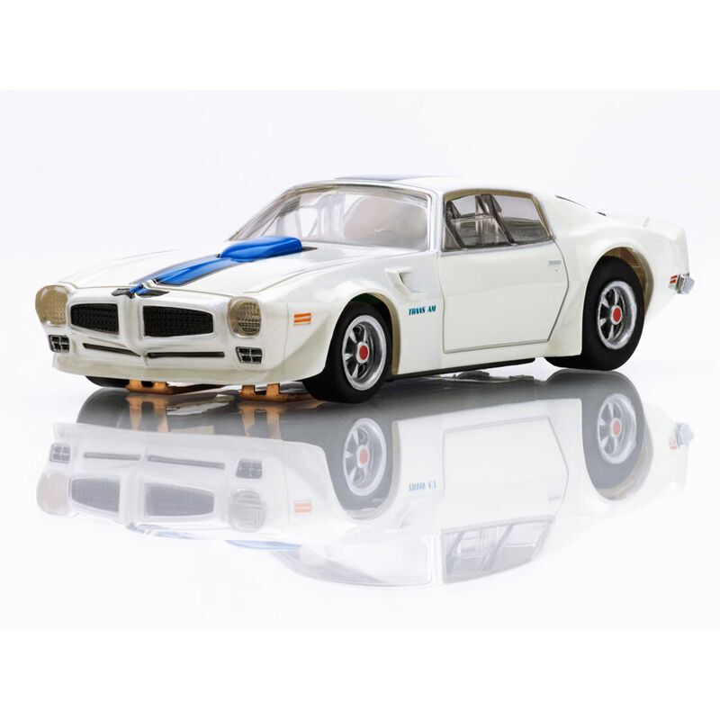 HO 1970 TransAm Firebird Mega G+ Slot Car, White & Blue
