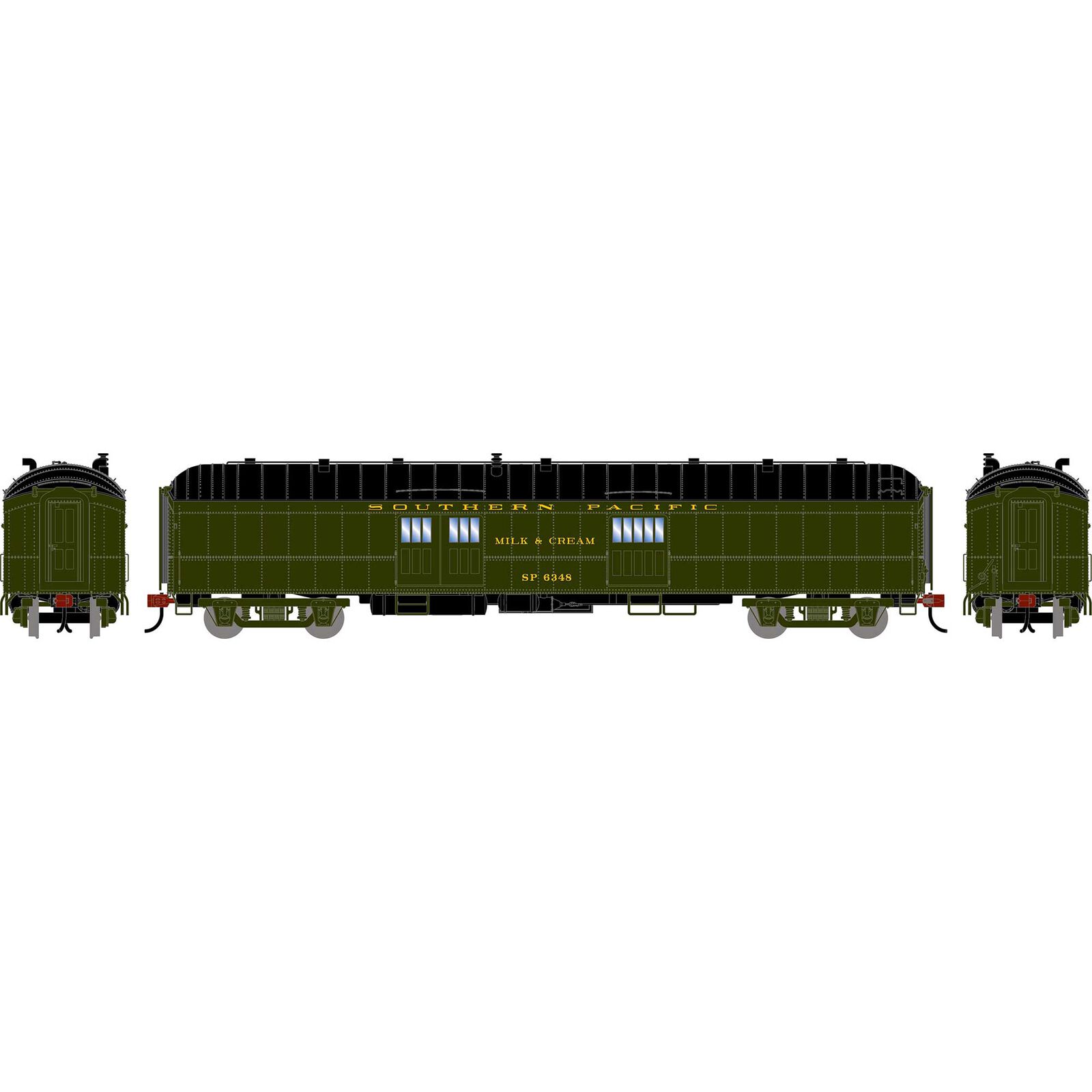 HO ATH 60' Pullman Common Standard Baggage Car, SP 'Milk & Cream' #6348