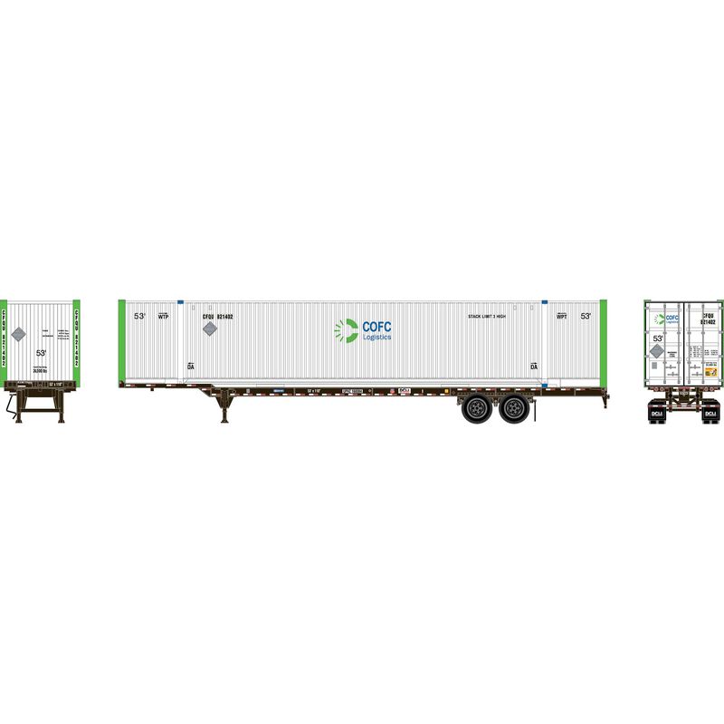 HO ATH 53' Chassis with Container, Chassis- UPHZ 'DCLI' #168004, Container- CFQU #821402
