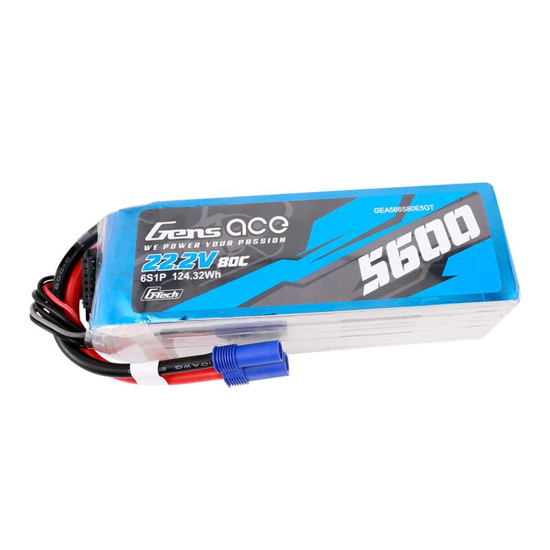 22.2V 5600mAh 6S 80C G-Tech LiPo Battery: EC5