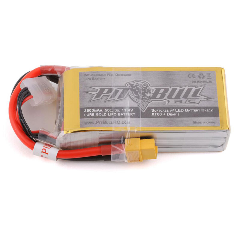Pure Gold 11.4V 3600mAh 3S 50C LiPo Battery: XT60/Deans