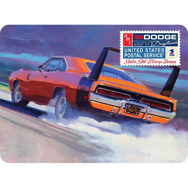 1/25 1969 Dodge Charger Daytona-USPS Stamp Collector Tin Model Kit