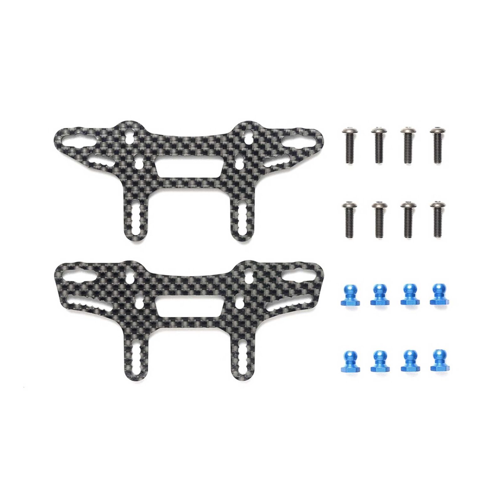 Carbon Fiber Front & Rear Damper Stays, 1/10 Tamiya XM-01