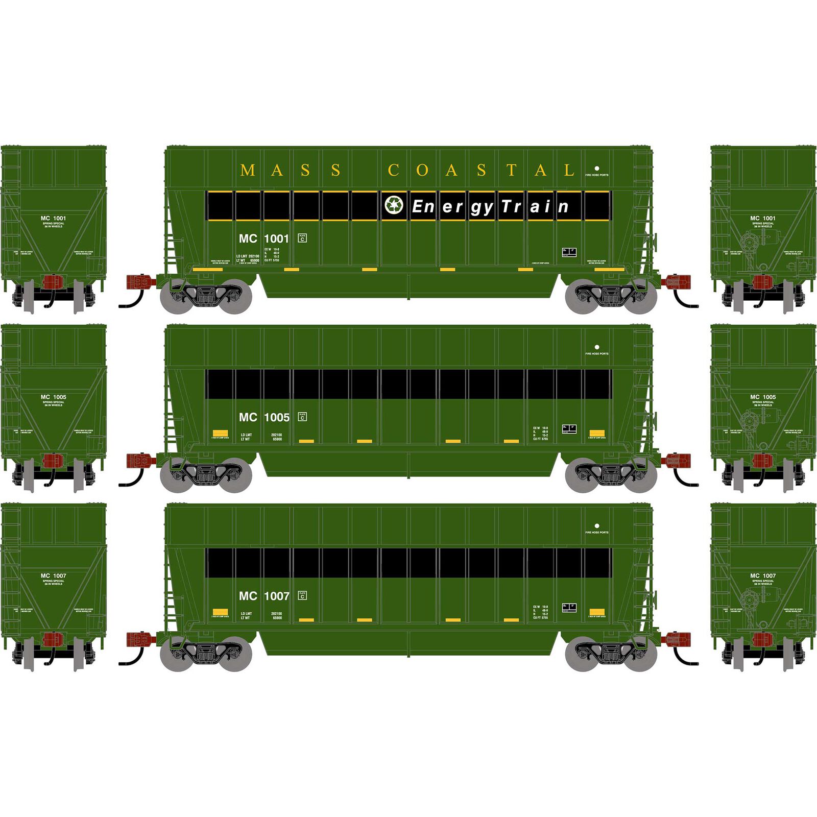 N ATH Berwick Bathtub Extended Side Gondola, MC #1001/1005/1007 (3)