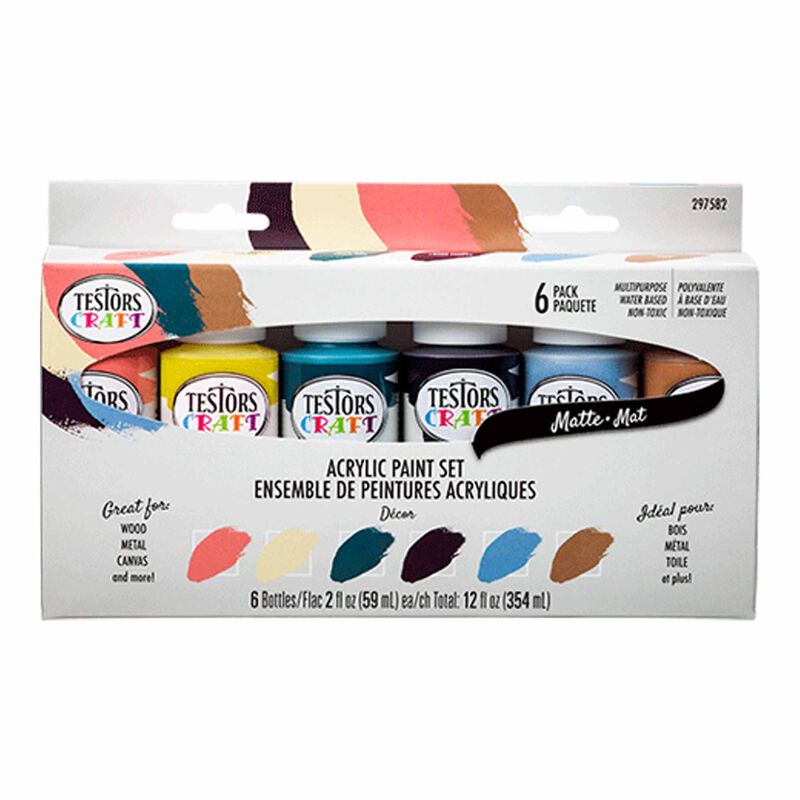 6 PIece Acrylic Craft Paint Set, 2 oz, Decor Matte