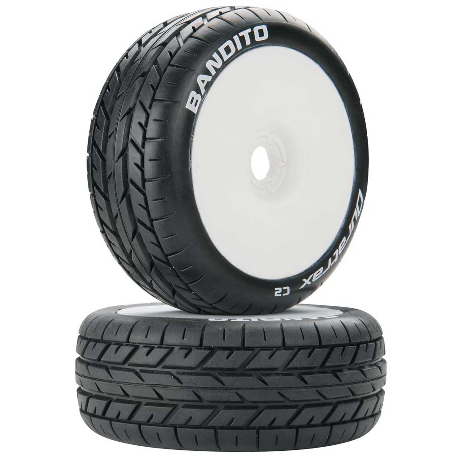 Bandito 1/8 Buggy C2 Mounted Buggy Tires, White (2)
