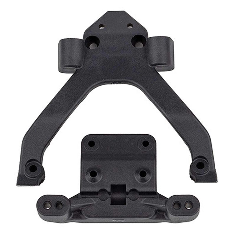 Carbon Front Top Plate and Ballstud Mount, 1/10 Team Associated RC10B6.4
