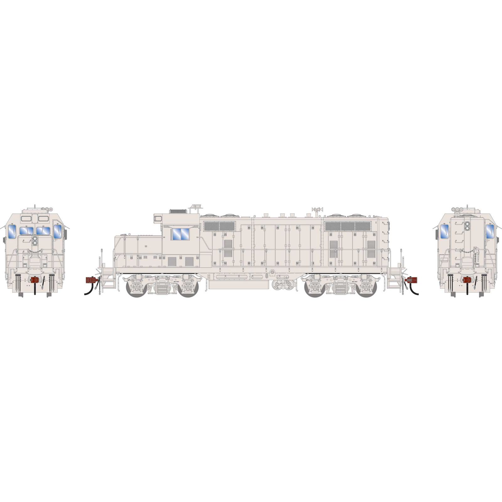 HO GP7u Locomotive,  Undecorated