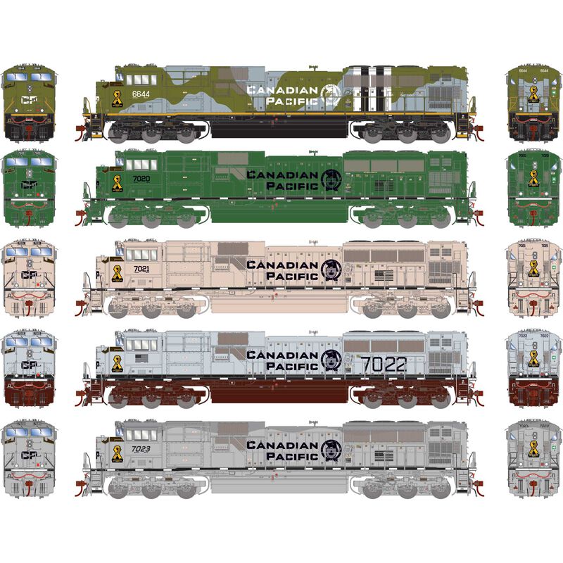 HO GEN EMD SD70ACU Locomotive with DCC & Sound, CP Military Tribute Set 6644/7020/7021/7022/7023 (5)