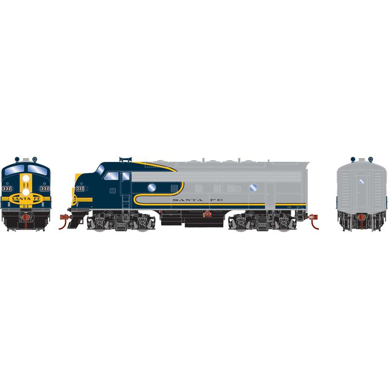 HO RND F7A Locomotive DCC-Ready, ATSF #332