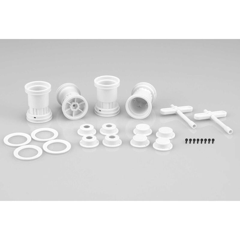 1/24 Tribute Monster Truck Wheel with Accessories, White (4): SCX24, 1/24 Truck