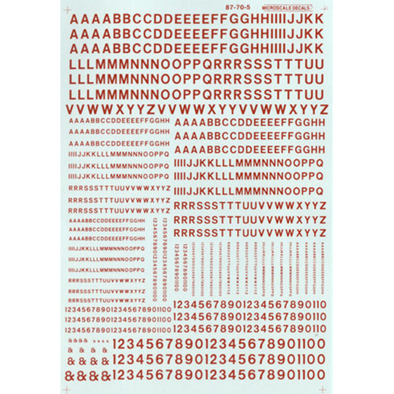 HO Letters & Numbers, Gothic/Red