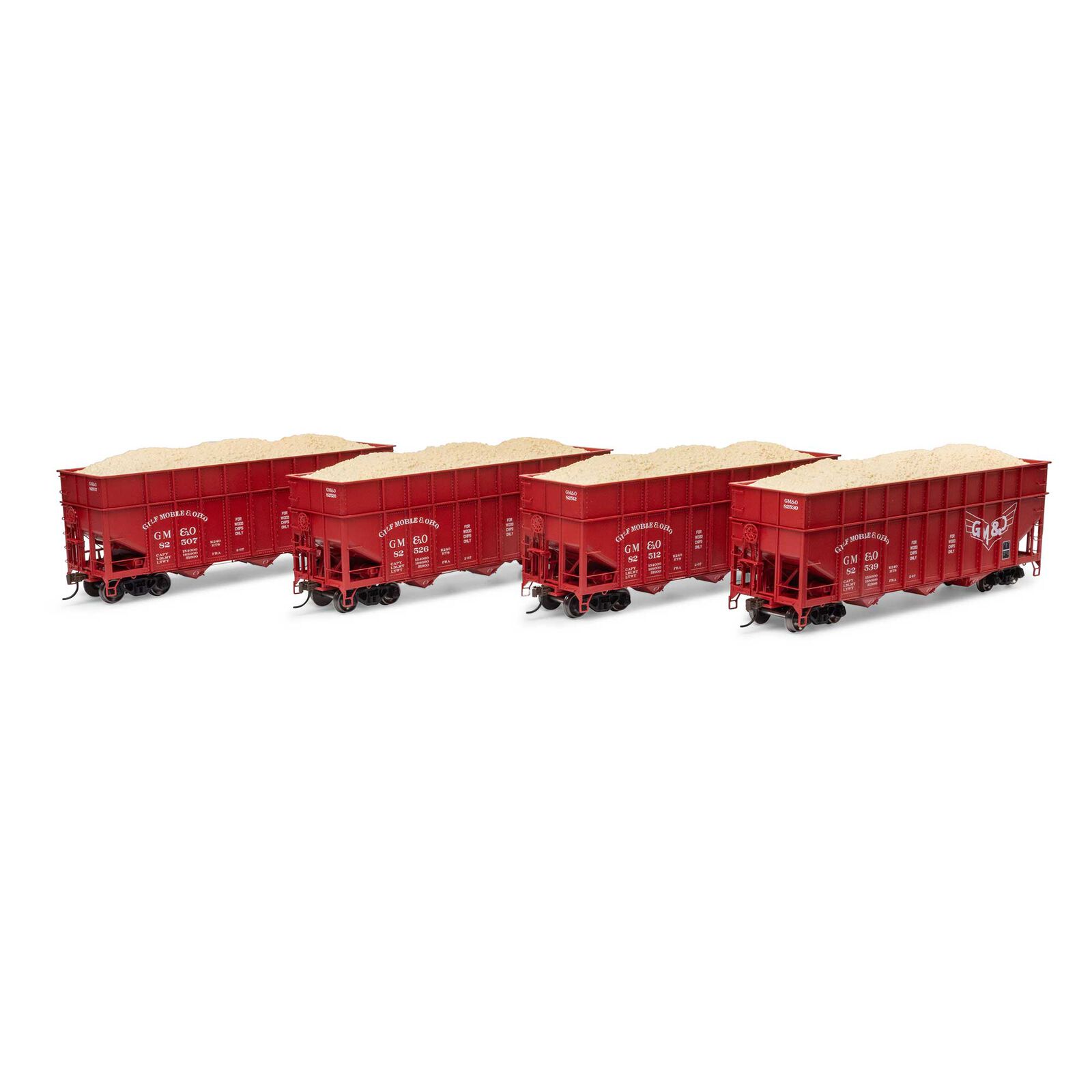 HO 40' Wood Chip Hopper with Load, GM #82507 / 82512 / 82526 / 82539 (4)