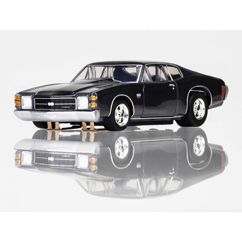 HO 1972 Chevy Chevelle S S454 Mega G+ Slot Car, Silver & Black