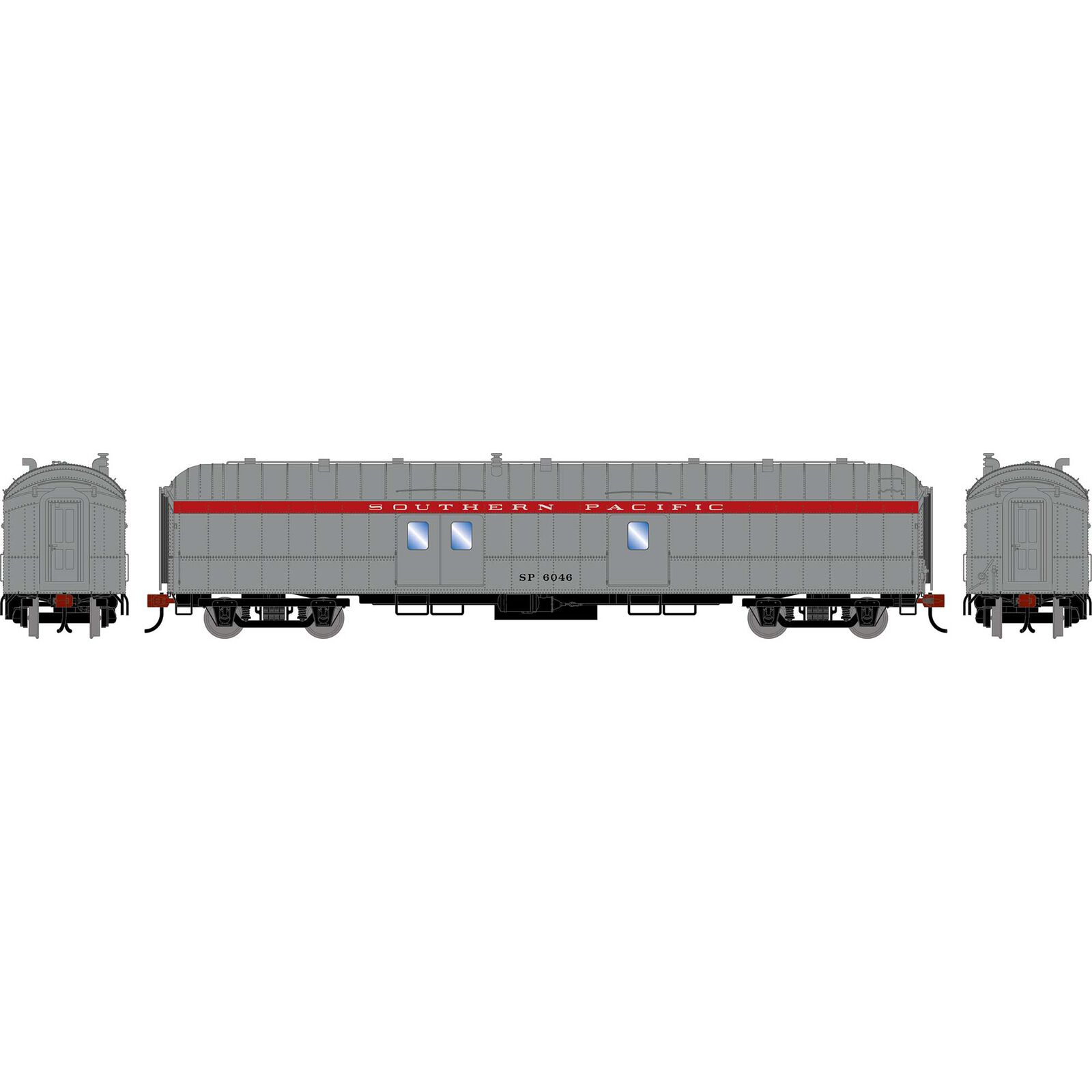 HO ATH 60' Pullman Common Standard Baggage Car, SP 'Stainless Scarlet' #6046