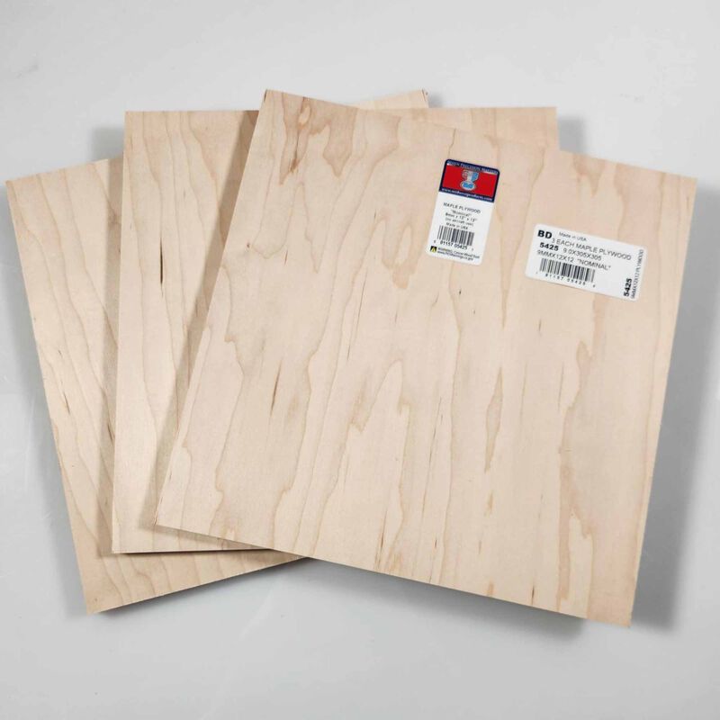 Maple Plywood 9mm (3/8) x 12 x 12 (3)