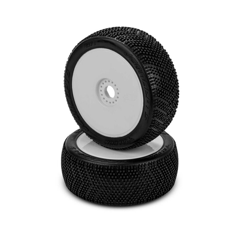 1/8 Falcon 83mm Pre-Mounted Buggy Tires, White Wheels, Green Compound (2)