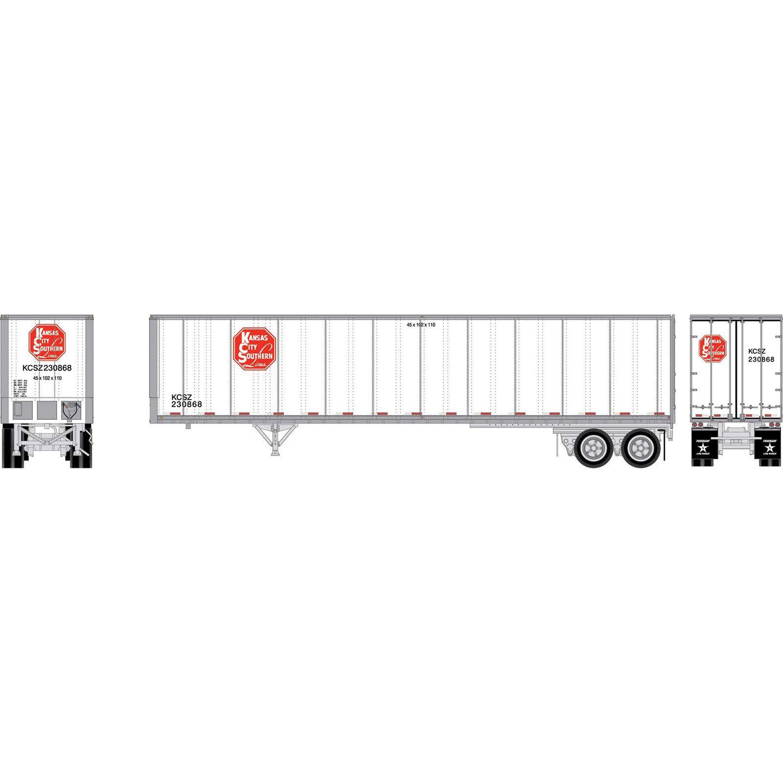 HO ATH 45' Fruehauf Z-Van Trailer Smooth Side, KCSZ #230868