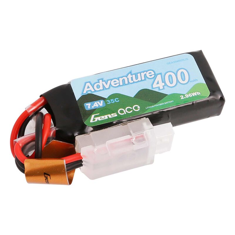 7.4V 400mAh 2S 35C LiPo Battery: JST-PHR (SCX24)