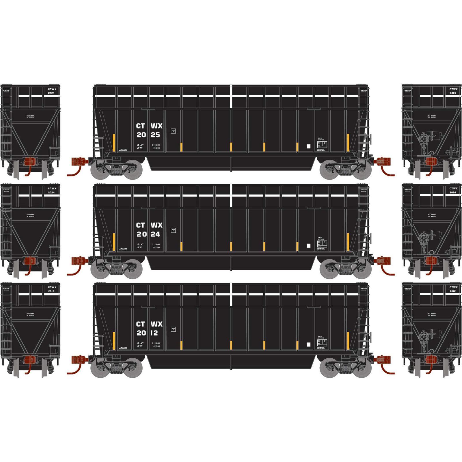 N ATH Berwick Bathtub Extended Side Gondola, CTWX #2012/2024/2025 (3)