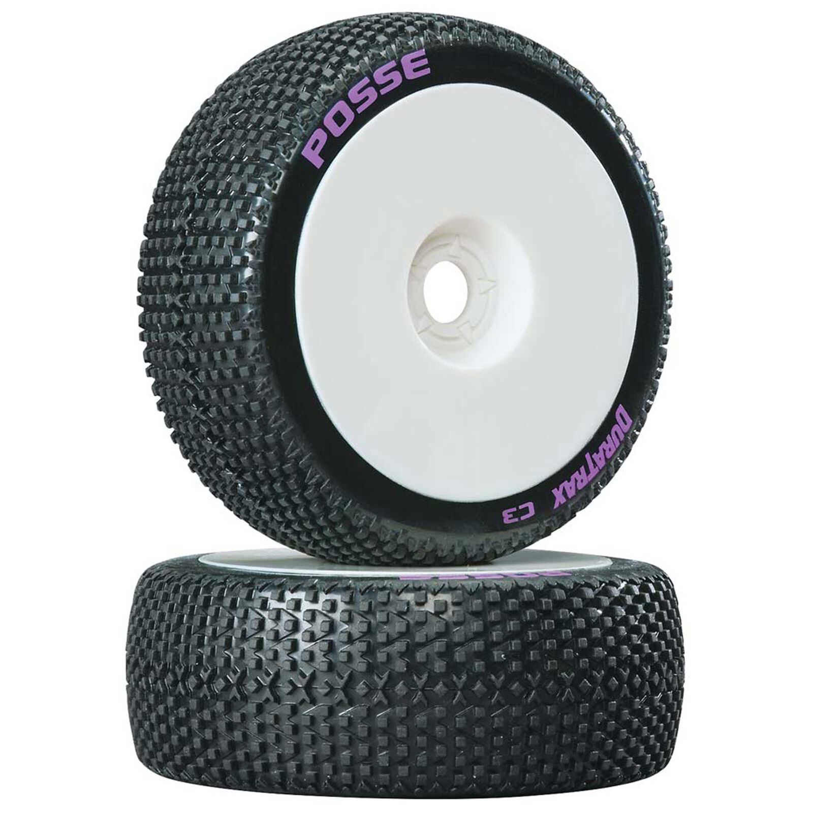 Posse 1/8 C3 Mounted Buggy Tires, White (2)