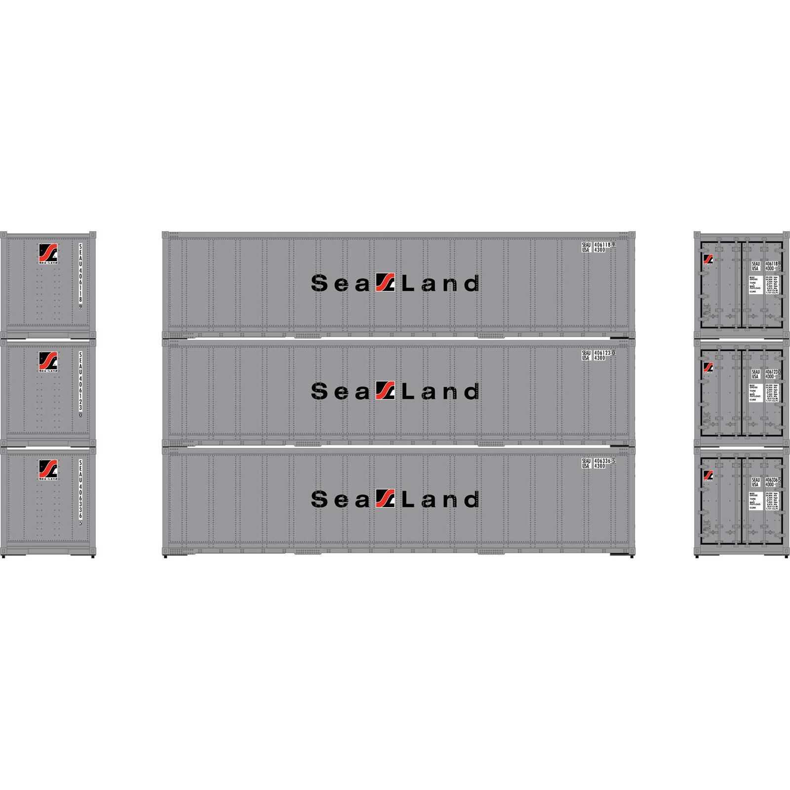 HO 40' Smooth Side Containers, SEAU #1 (3)