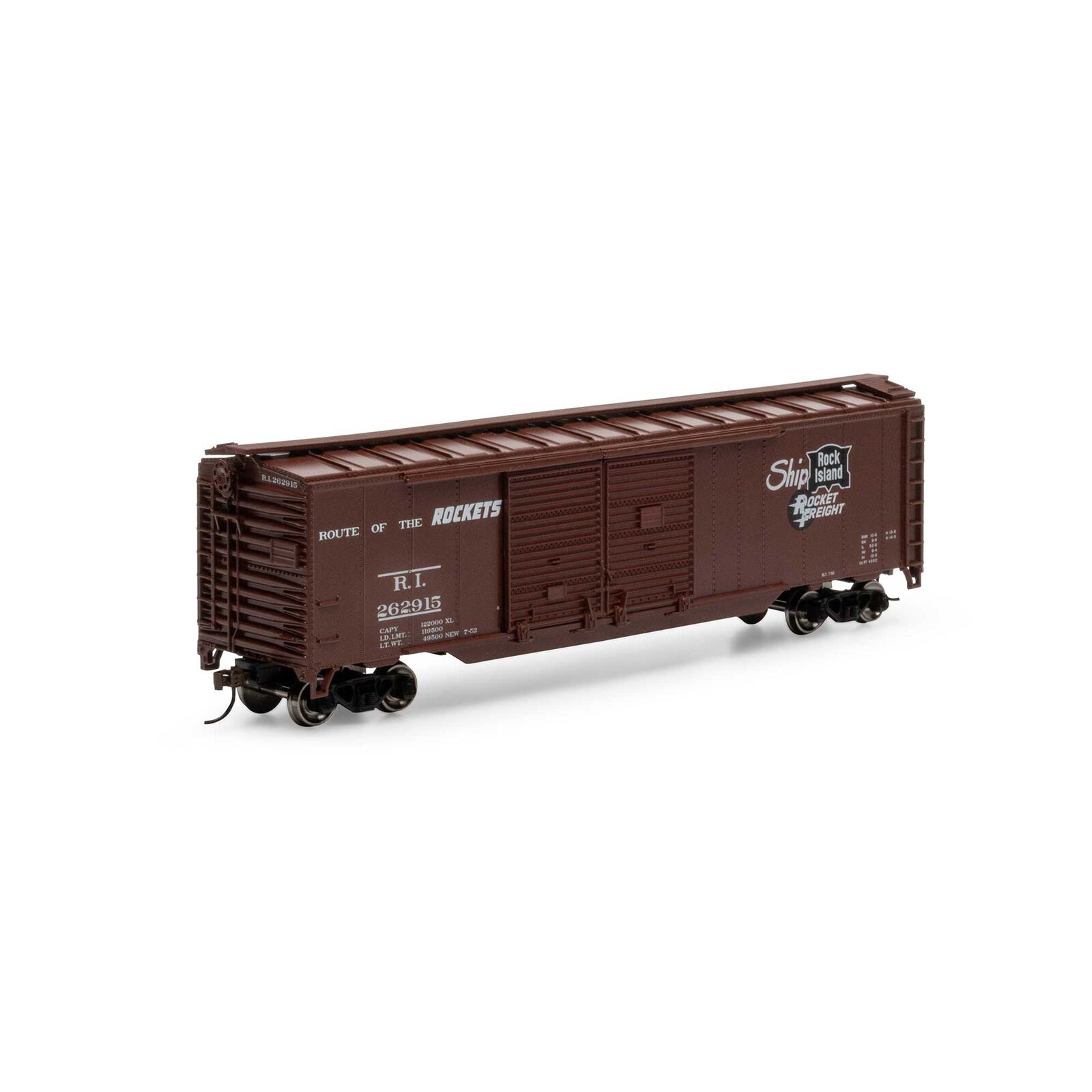 HO PS-1 Double Sliding Door Box Car, RI 'Rocket Freight' #262915