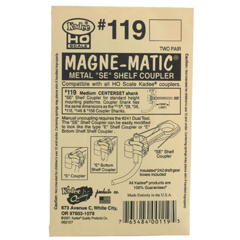 HO Whisker Shelf Coupler, 19/64" Center (2pr)