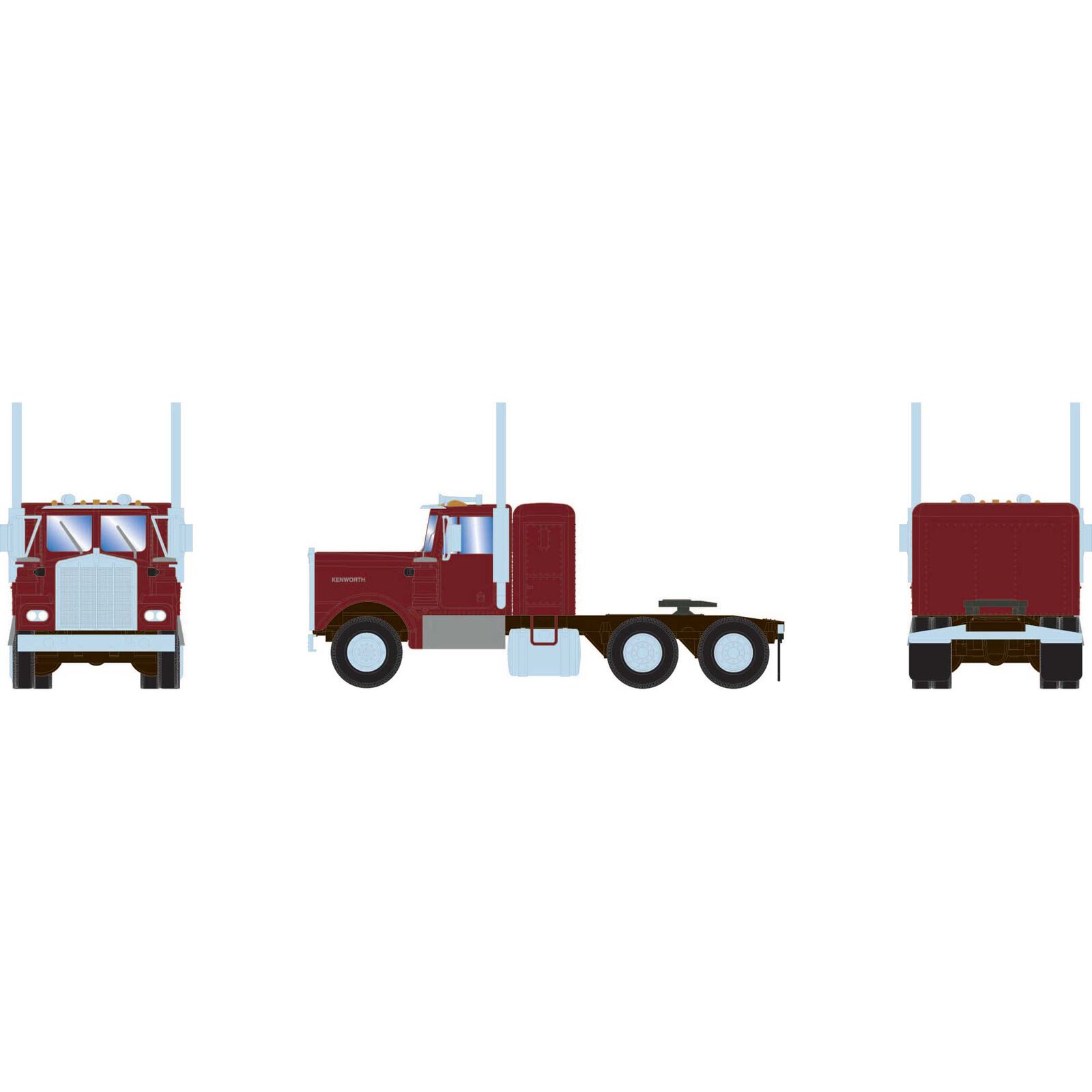 HO KW Tractor, Metallic Red No Road Number