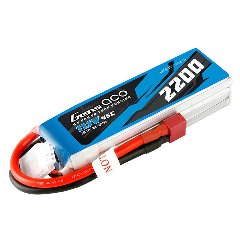 11.1V 2200mAh 3S 45C LiPo Battery: Deans