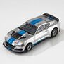 Ho Ford Mustang GT500KR Mega G+ Slot Car, Silver & Blue