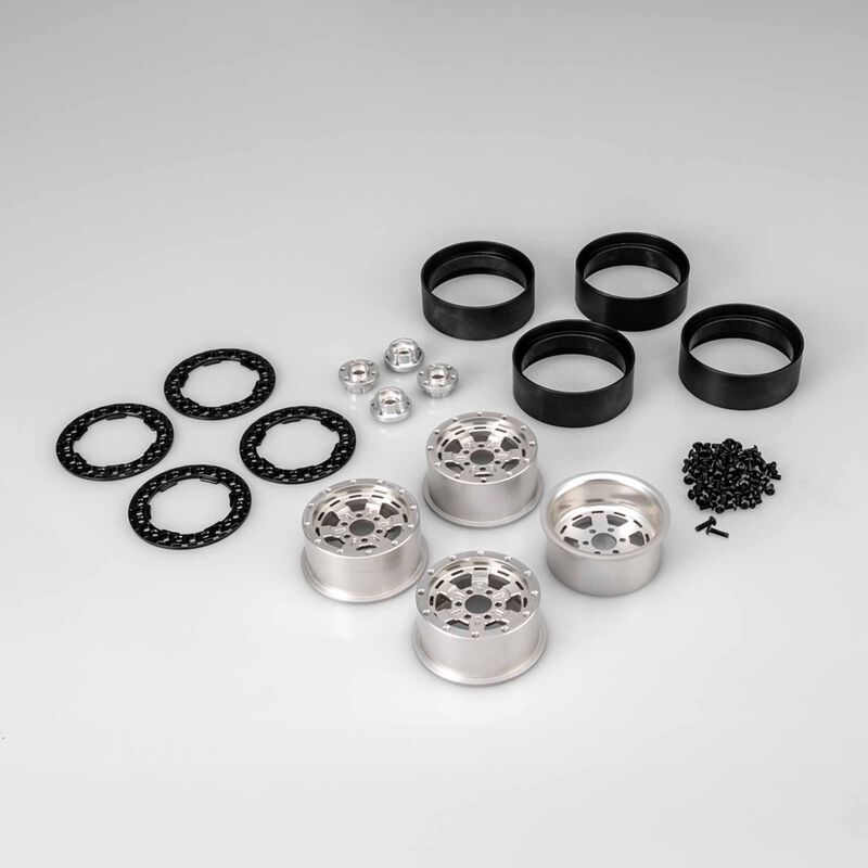 1/10 Jammer 2.2" Beadlock Rock Crawler Wheels, Silver (4)