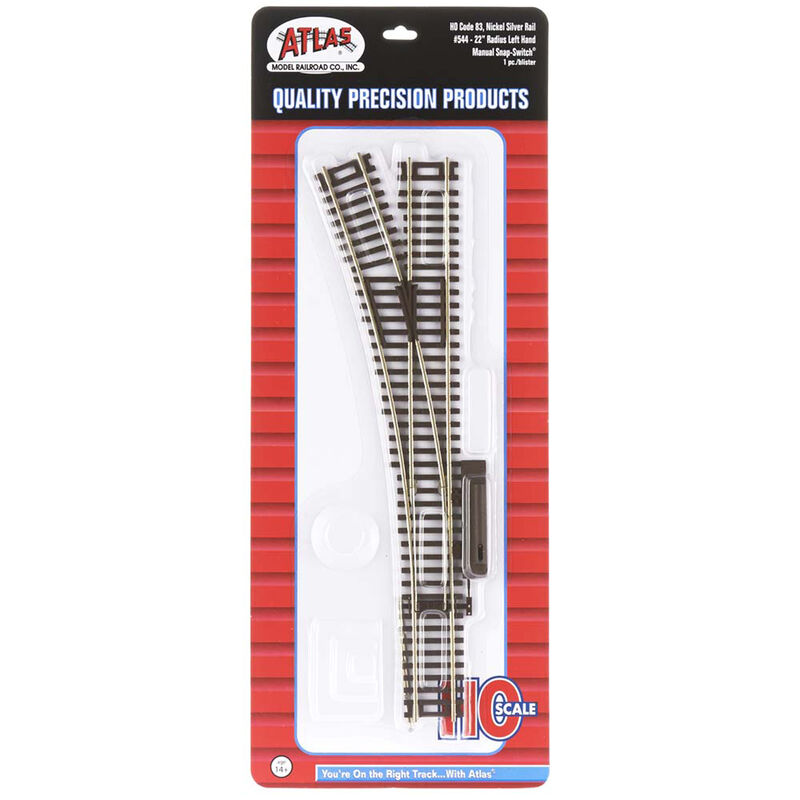 HO Code 83 22" Manual Left-Hand Switch